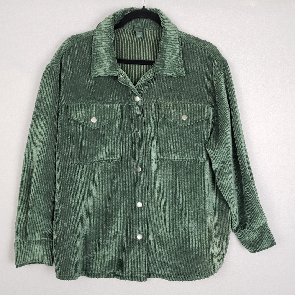 Wild Fable Women's Size M Corduroy Shacket Green Granola Girl Cabincore Winter